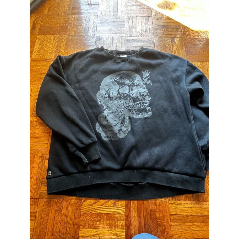 BuffBunny Bloom Skull Black Sweatshirt Pullover XL